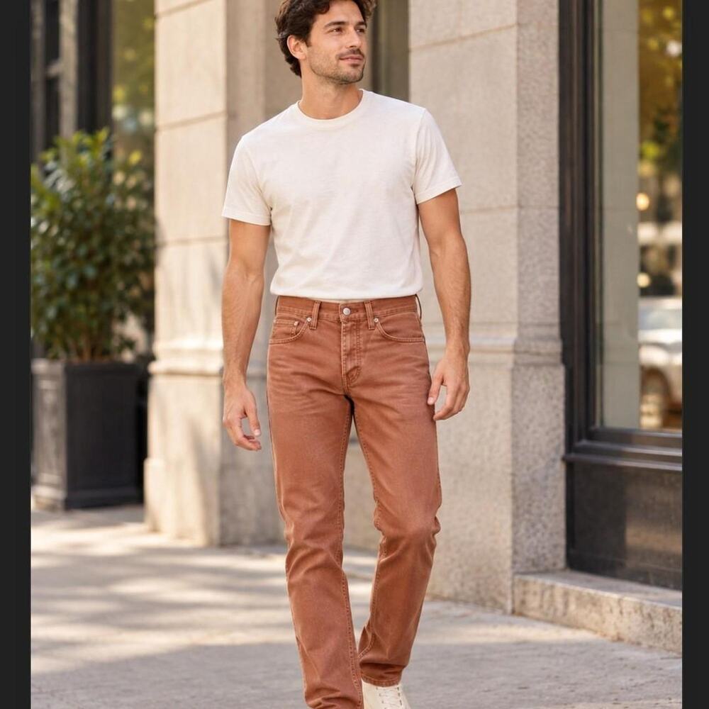 Levis 502 regular taper mens Jeans Brown Rust Size 29x32 W29 L32 Stretch